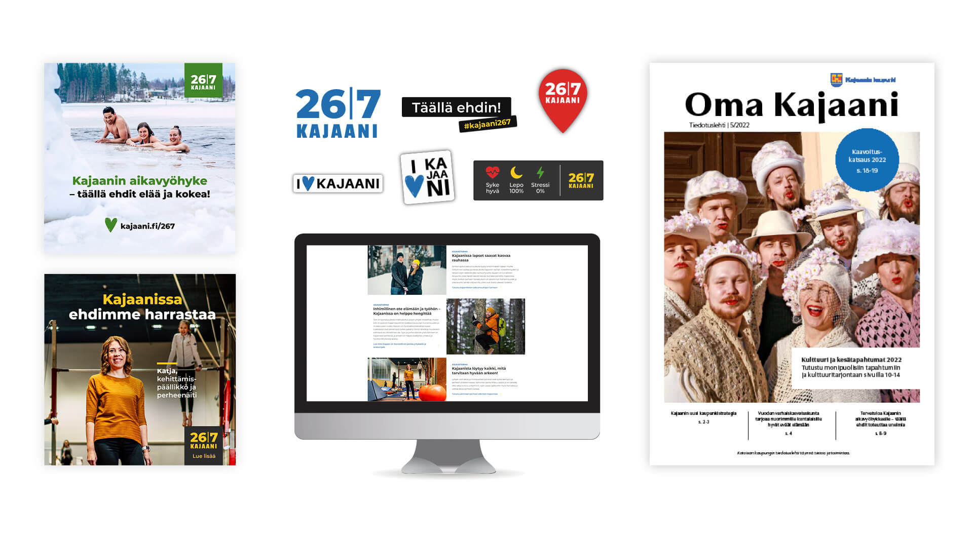 Oma Kaajani- ja Kajaani 26/7 -tuotteita.