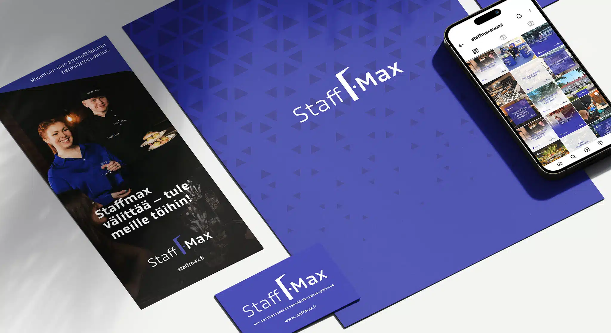 Staffmax-yrityksen markkinointimateriaaleja.