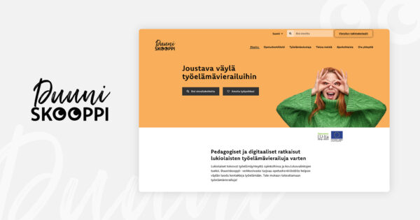 Duuniskooppi-sivusto ja logo.