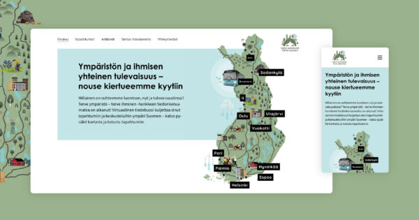 Terve ympäristö – terve ihminen- hankkeen sivuston mallikuva.