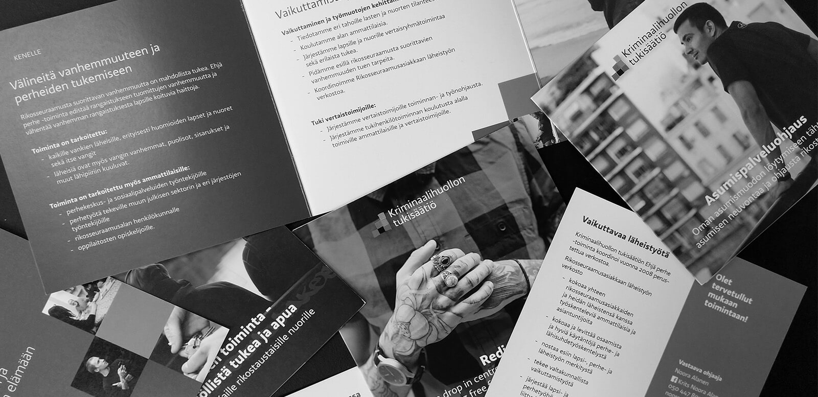 Painotuotteita Kriminaalihuollon tukisäätiölle, jossa välittyy yrityksen äänensävy